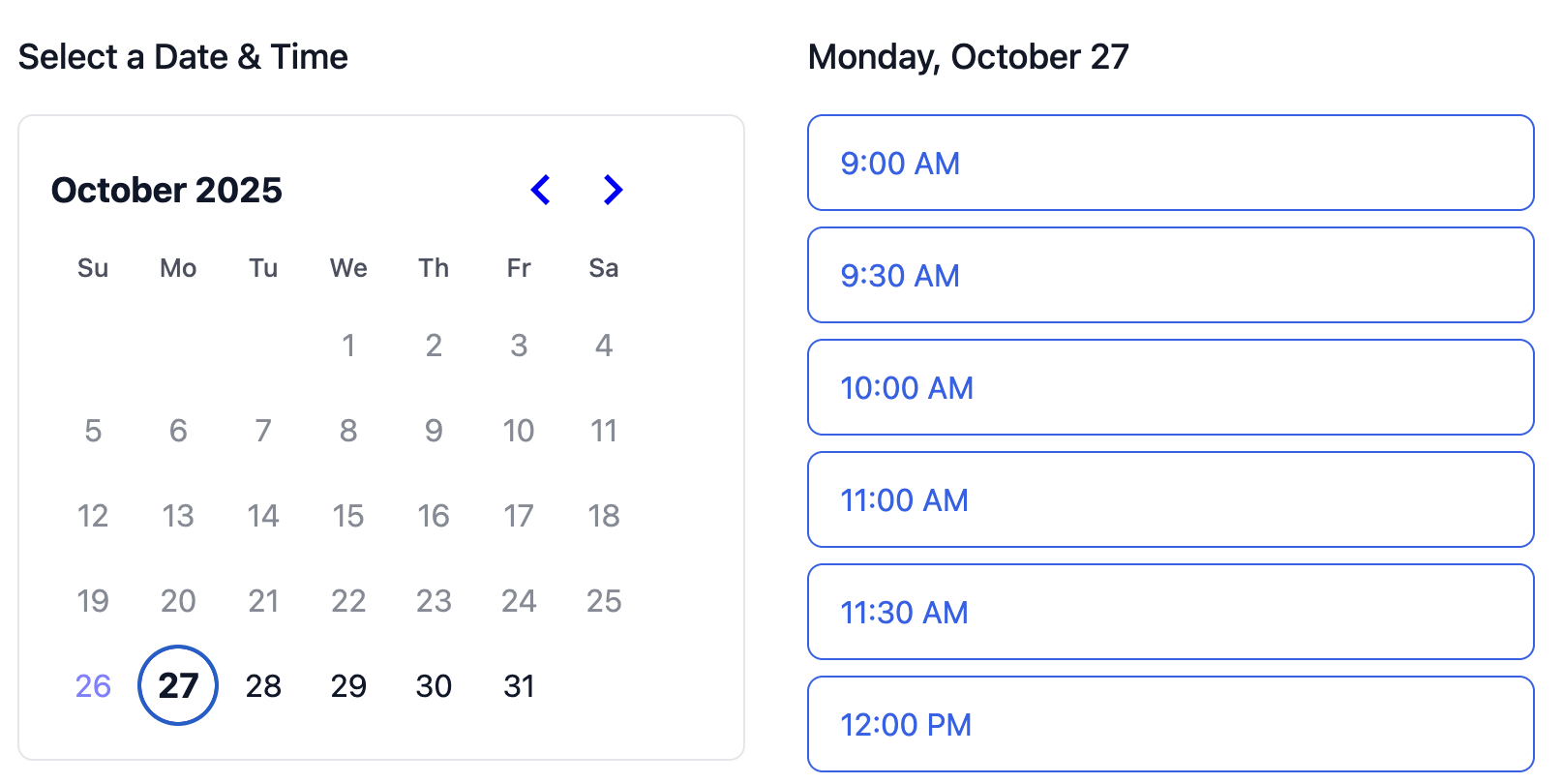 Availablee scheduling interface